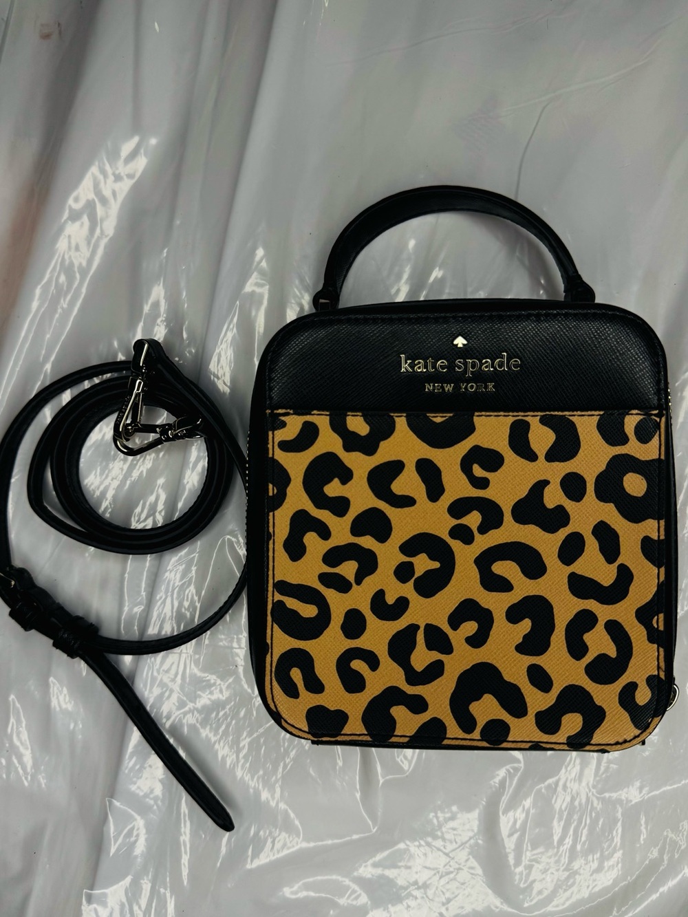 kate spade Leopard Print Crossbody - Black & Tan